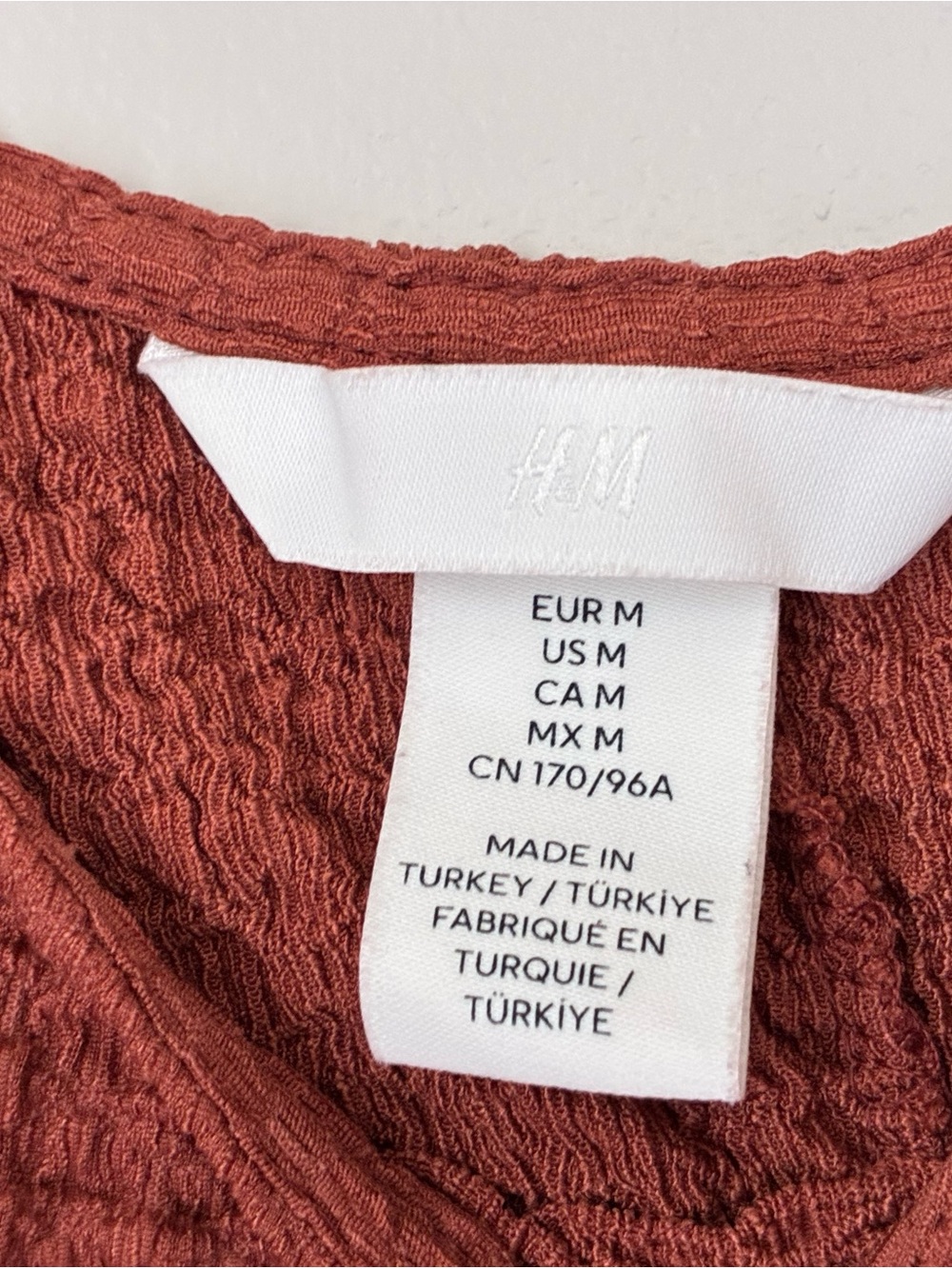 H&M Rust Textured midi dress